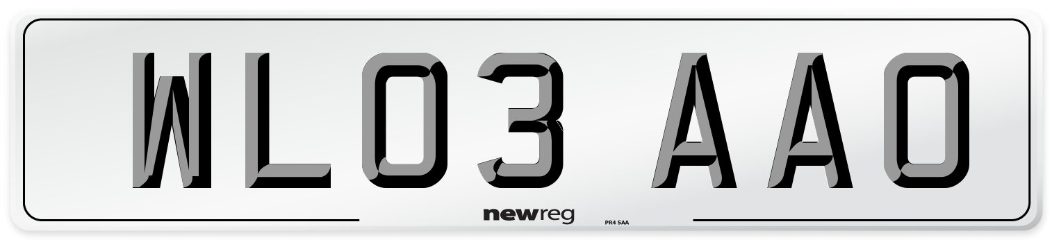 WL03 AAO Number Plate from New Reg